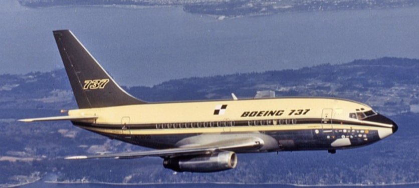 Boeing 737-100 prototype N73700 on its maiden flight, April 9, 1967
